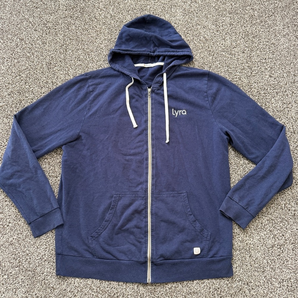 Marine Layer Afternoon Full Zip Hoodie Mens Large Navy Blue Lightweight